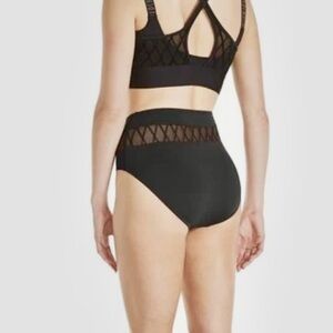 BLOCH - DIAMOND MESH HIGH WAIST BRIEFS Black Womens Small Dance wear Costume